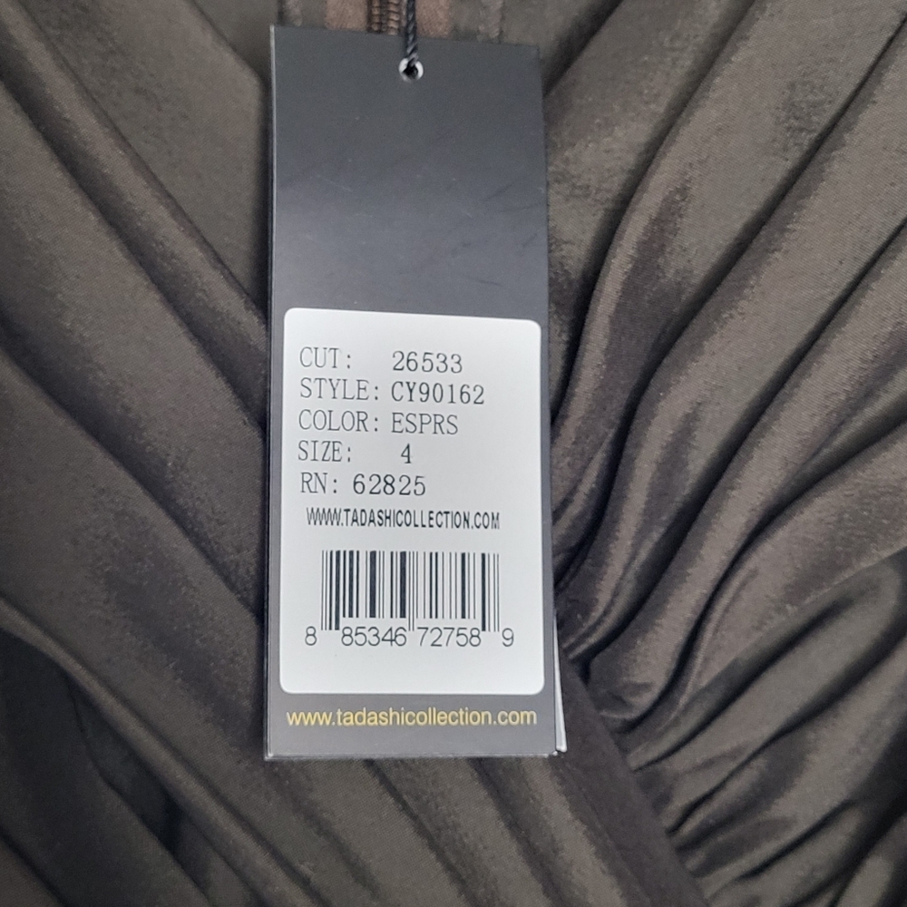 Tadashi Shoji Mother Of The Bride Taffeta Top ONLY Size 4 Espresso Brown Jewel - Picture 12 of 16